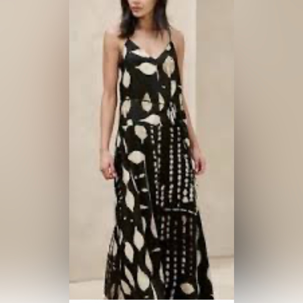 Banana Republic  Black and Beige Women's Maxi Dress
